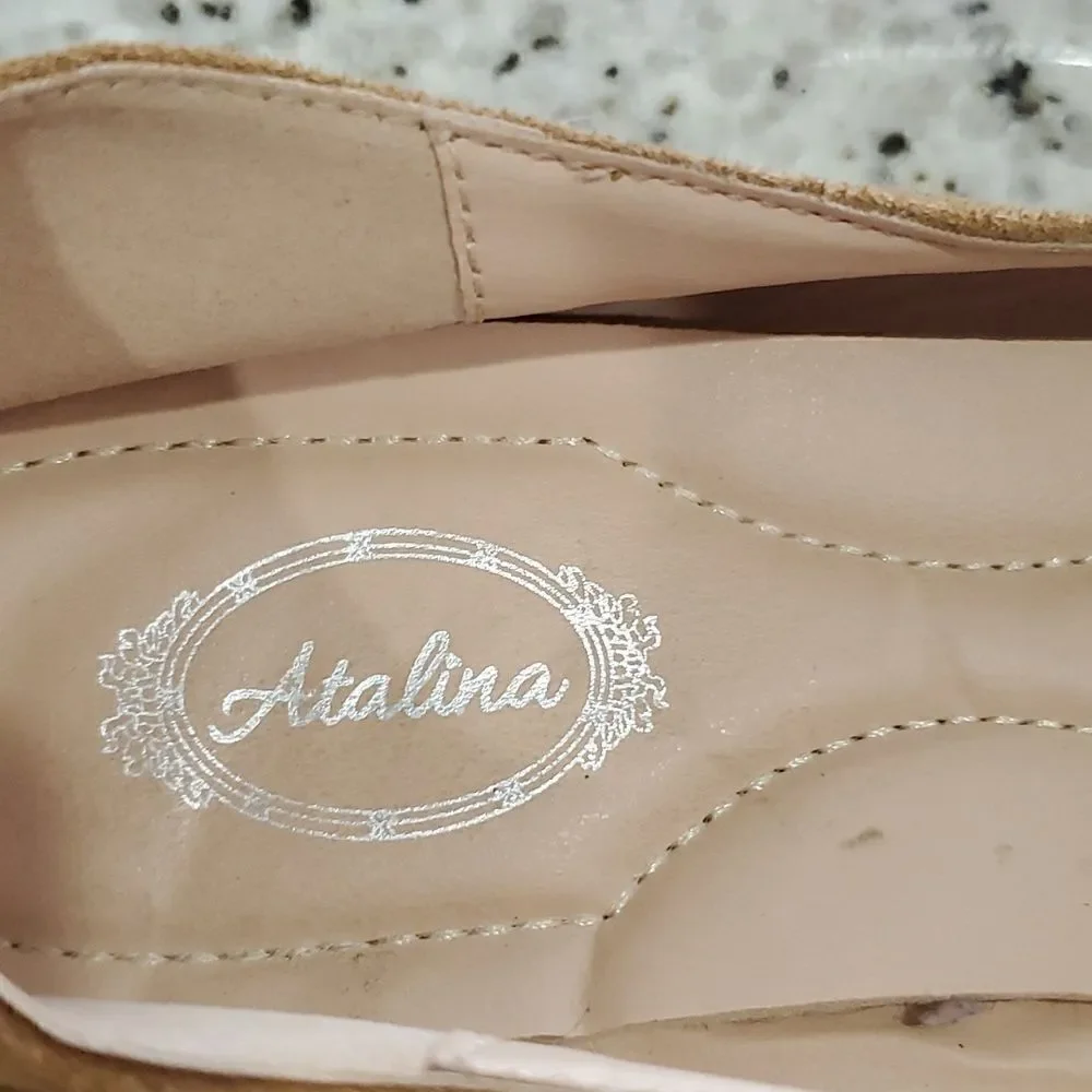 Atalina womans suede flats, with  rose gold detail, size 40